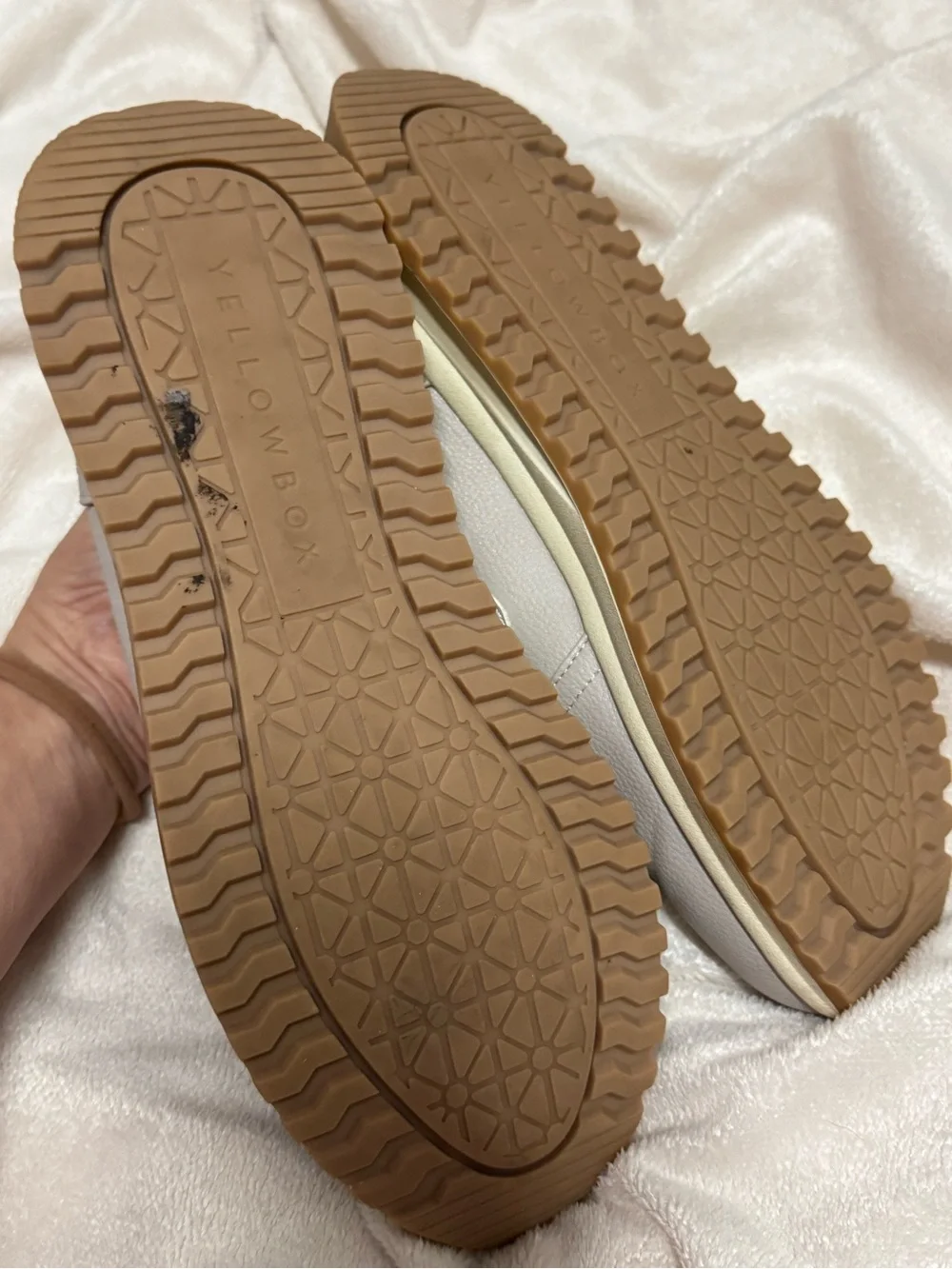 Yellow Box Gray Slip-On Flats with Chunky Marbled Chain